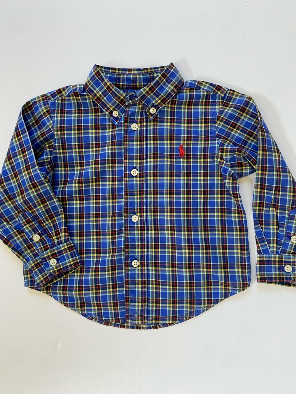 Polo Ralph Lauren Shirt Size 18 Months Blue Red Plaid Cotton Button Down Boys